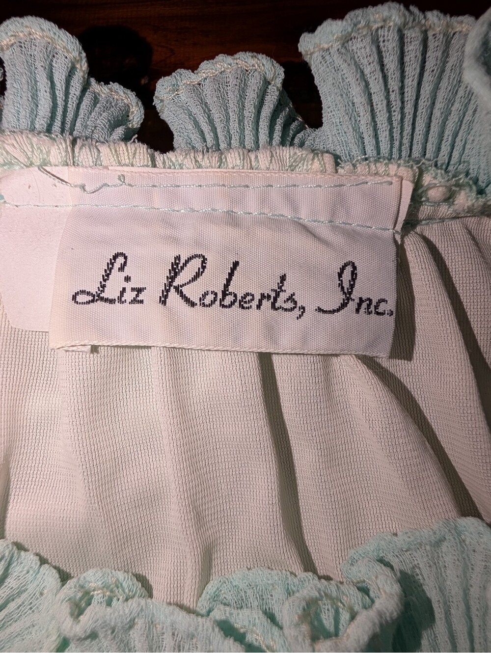 Vintage 1970s Light Blue Ruffle Trim Dress by Liz Roberts, Inc. - Picture 2 of 3